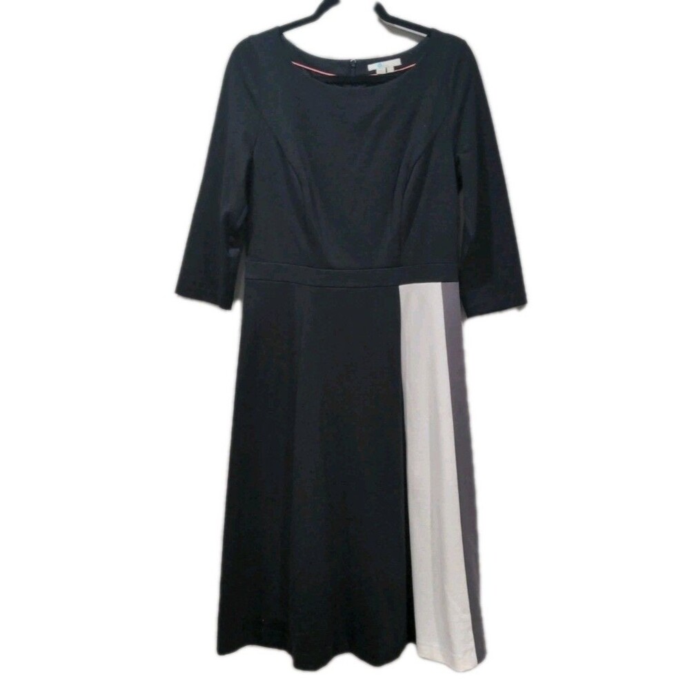 Boden Womens Colorblock Knee Length 3/4 Sleeve Dress Size 10R Black Gray Career